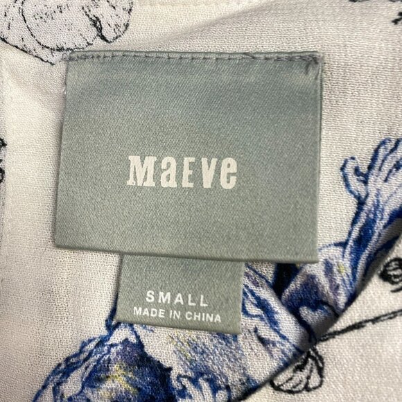 Maeve Top S  White Floral Crochet Hem Peasant Boho - Picture 3 of 9